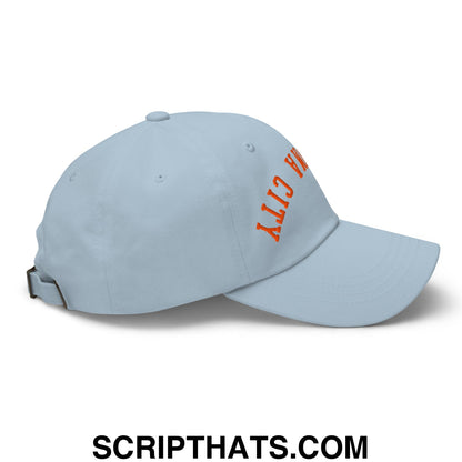 Upside Down Oklahoma City Basketball Embroidered Unstructured Dad Hat Light Blue