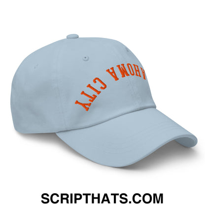 Upside Down Oklahoma City Basketball Embroidered Unstructured Dad Hat Light Blue