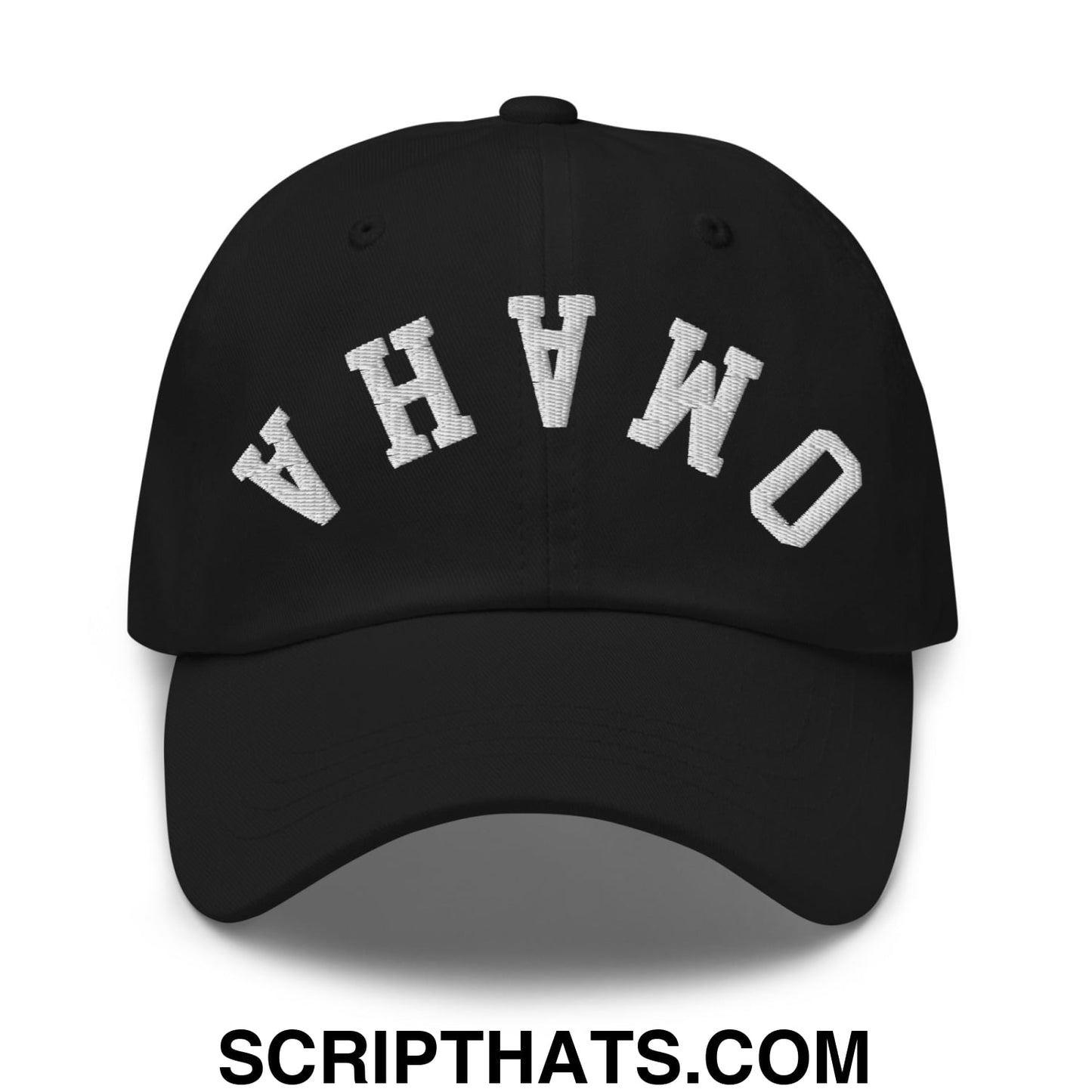 Upside Down Omaha Embroidered Unstructured Dad Hat Black