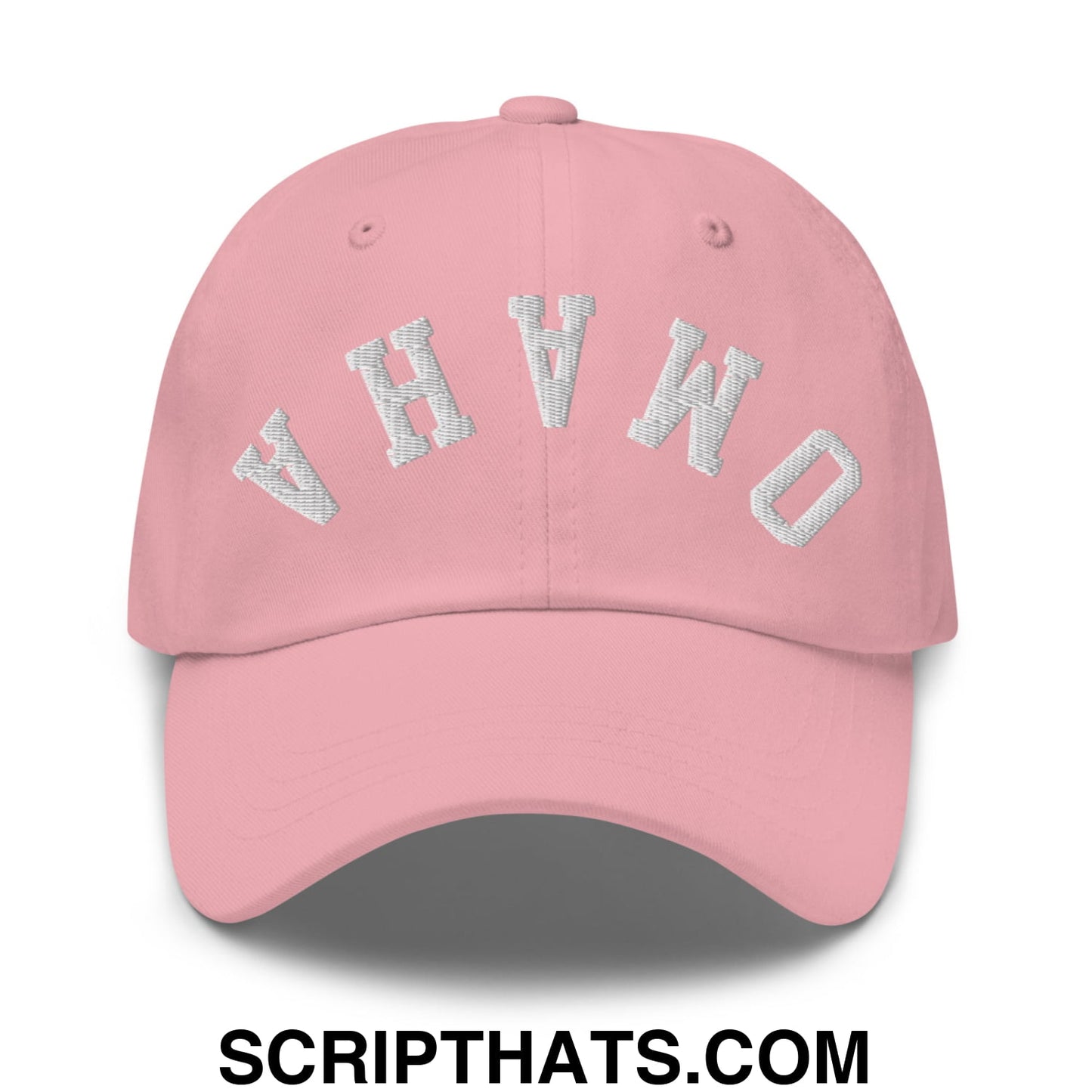 Upside Down Omaha Embroidered Unstructured Dad Hat Pink