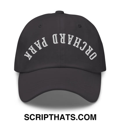 Upside Down Orchard Park Embroidered Unstructured Dad Hat Dark Grey
