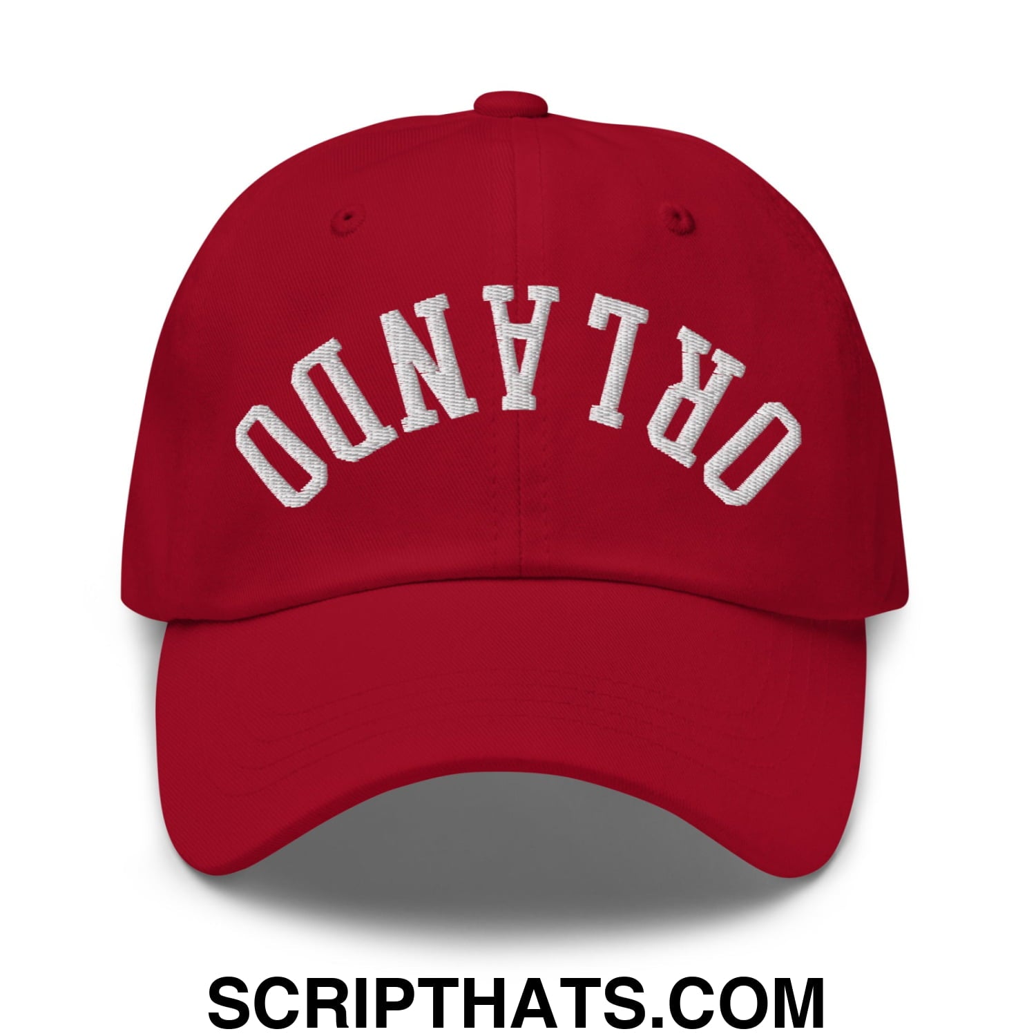 Upside Down Orlando Embroidered Unstructured Dad Hat Cranberry