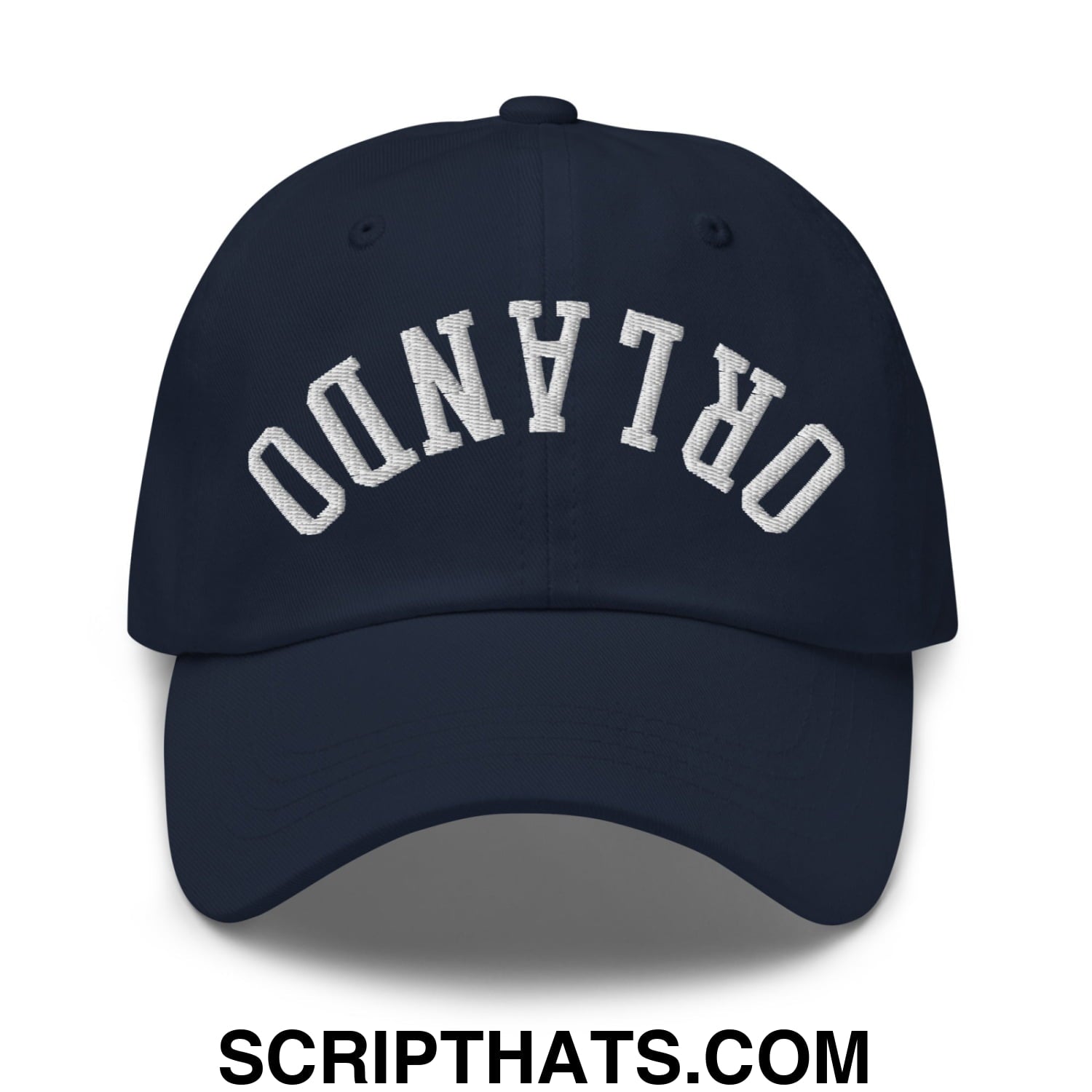 Upside Down Orlando Embroidered Unstructured Dad Hat Navy