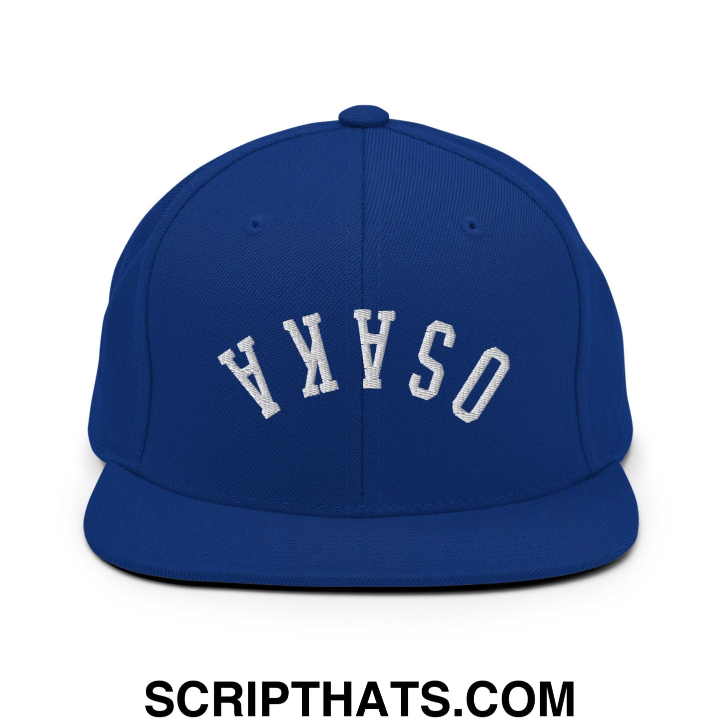 Upside Down Osaka Embroidered Flat Bill Brim Snapback Hat Royal Blue