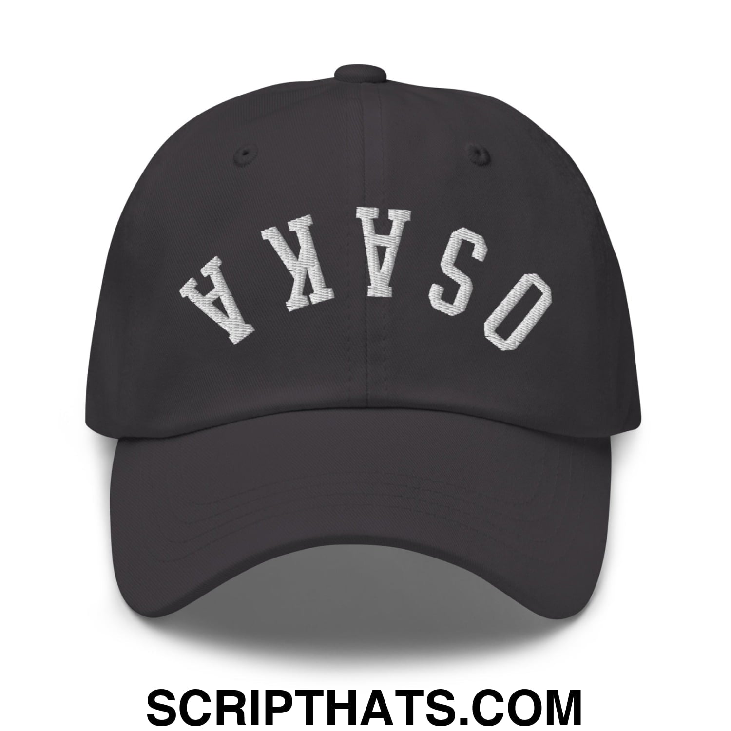 Upside Down Osaka Embroidered Unstructured Dad Hat Dark Grey