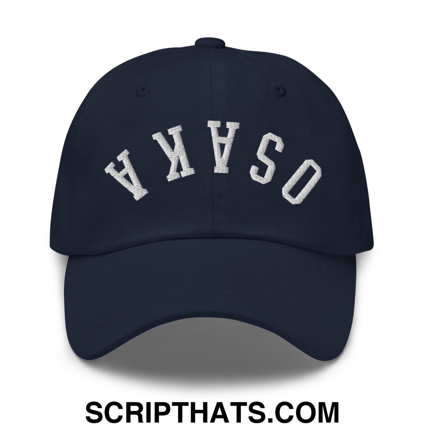 Upside Down Osaka Embroidered Unstructured Dad Hat Navy