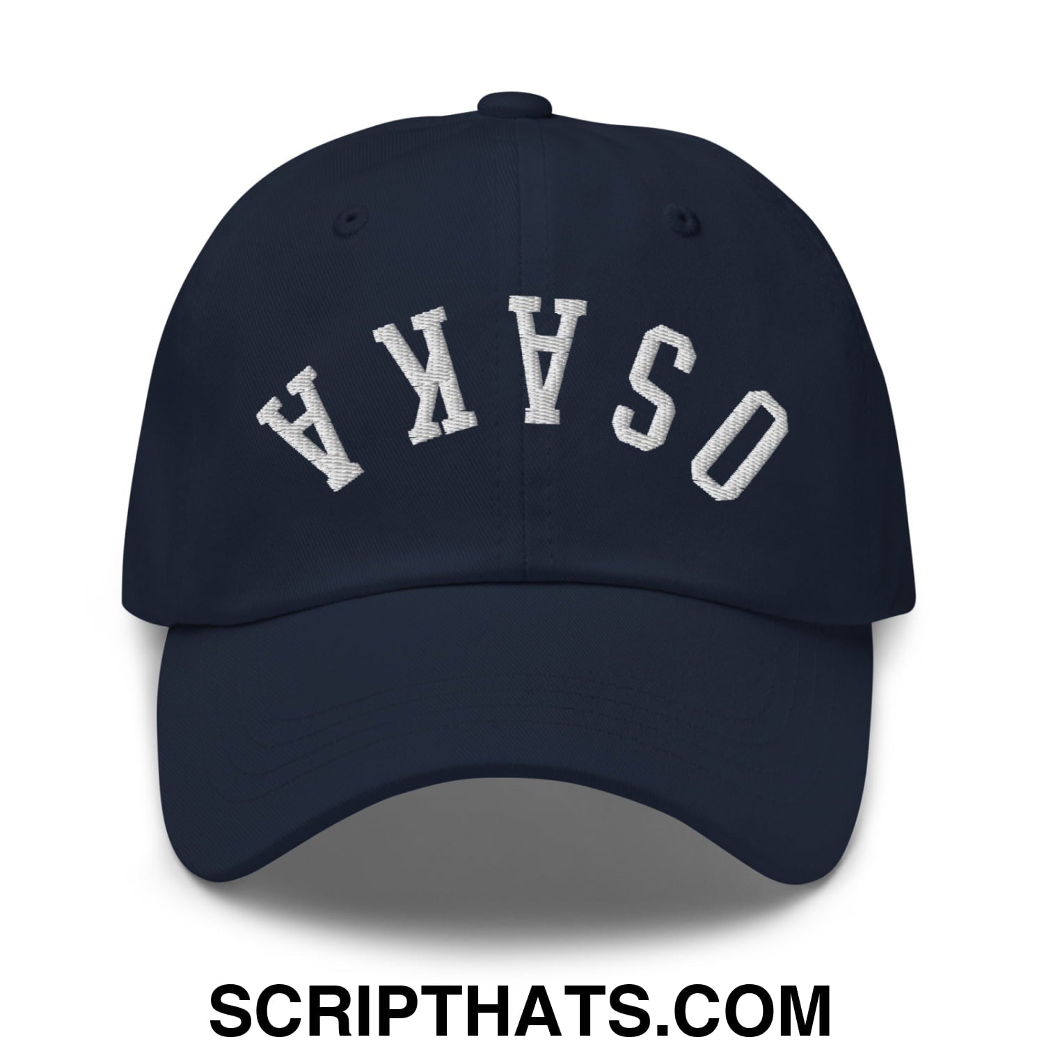 Upside Down Osaka Embroidered Unstructured Dad Hat Navy