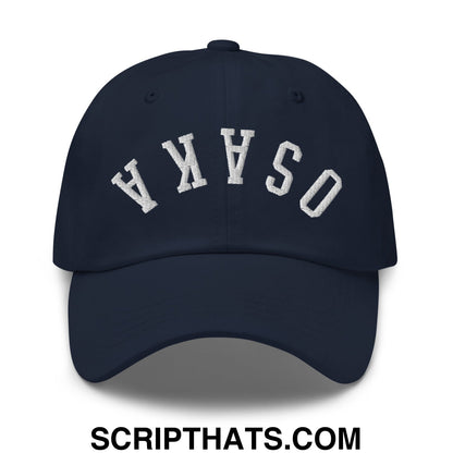 Upside Down Osaka Embroidered Unstructured Dad Hat Navy
