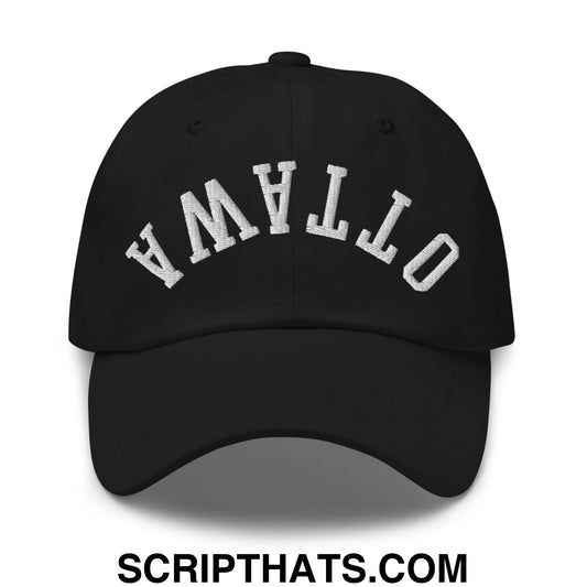 Upside Down Ottawa Embroidered Unstructured Dad Hat Black