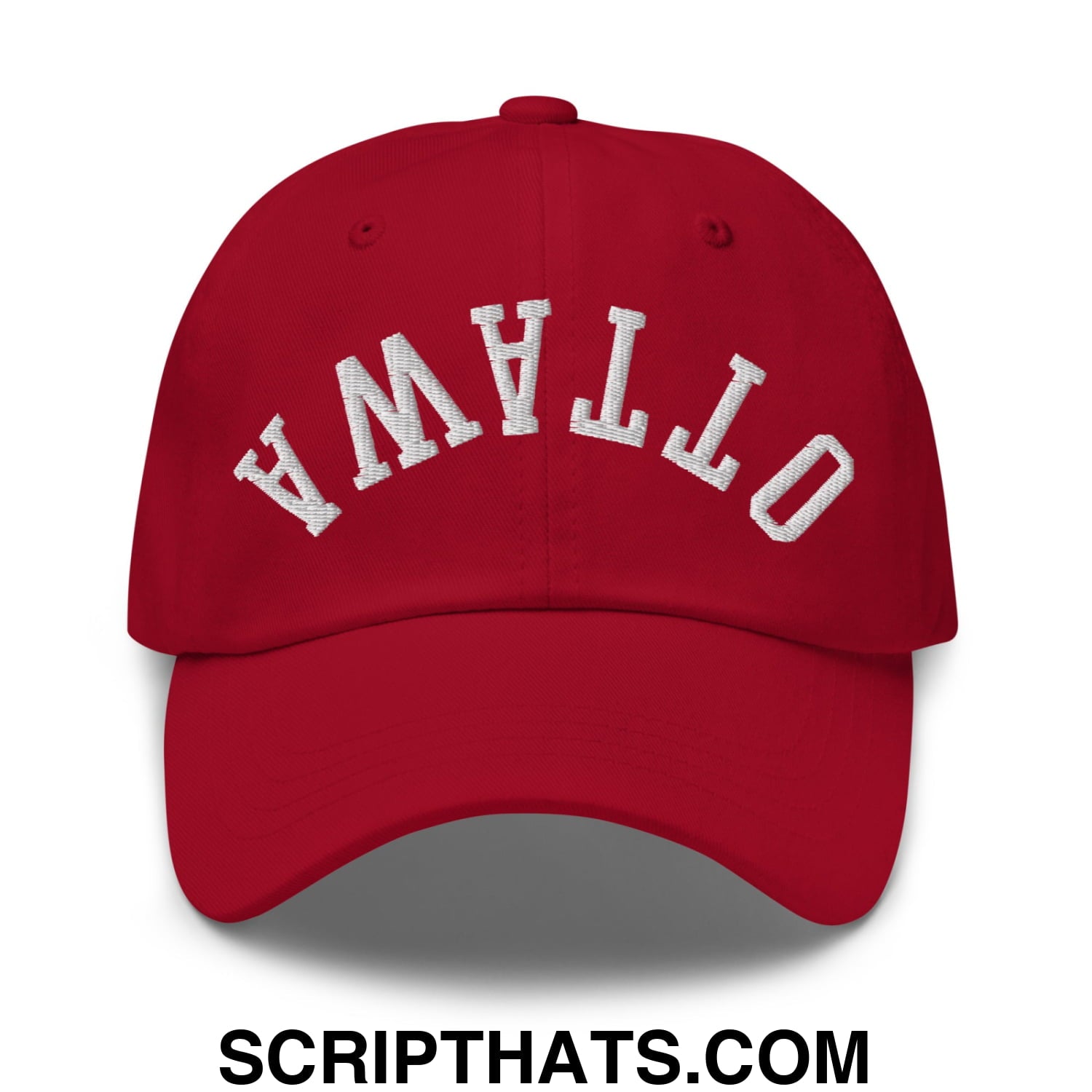 Upside Down Ottawa Embroidered Unstructured Dad Hat Cranberry