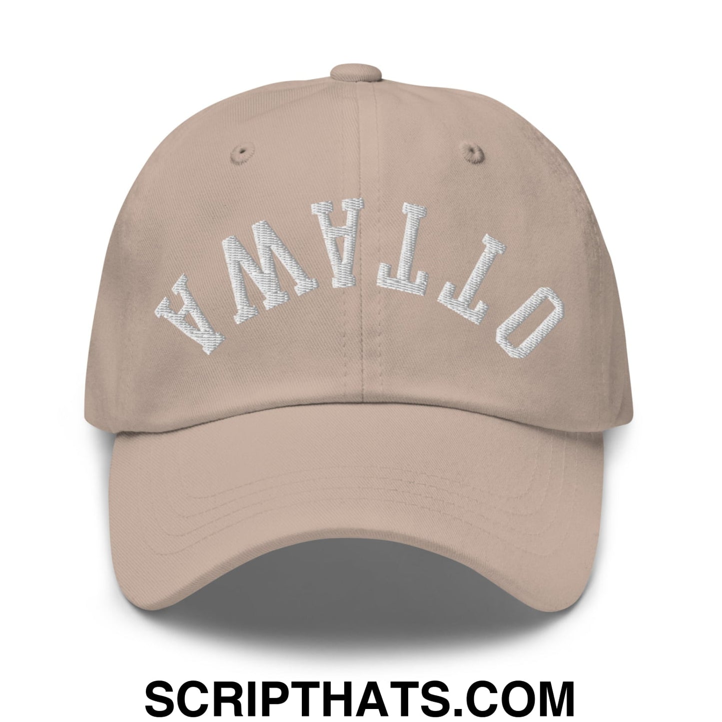 Upside Down Ottawa Embroidered Unstructured Dad Hat Stone