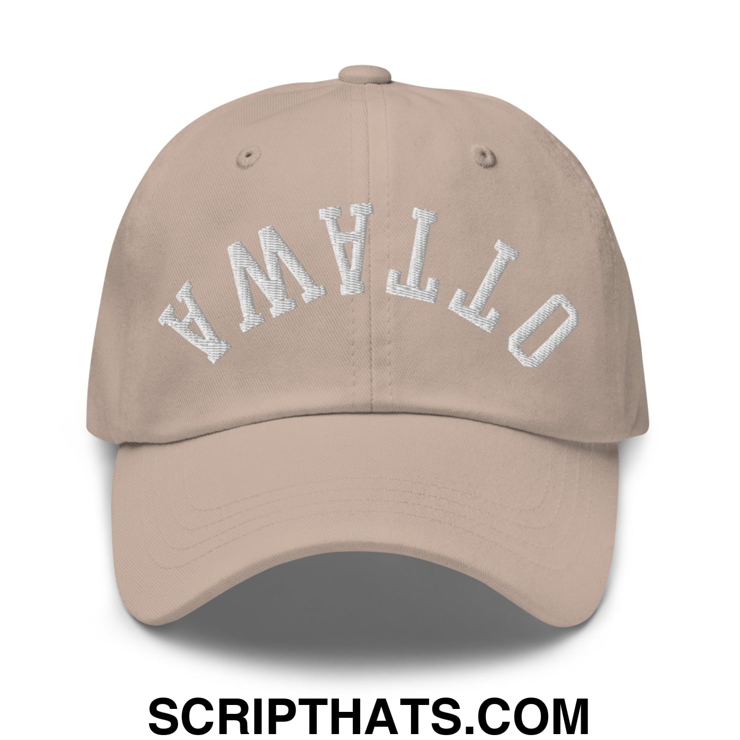 Upside Down Ottawa Embroidered Unstructured Dad Hat Stone