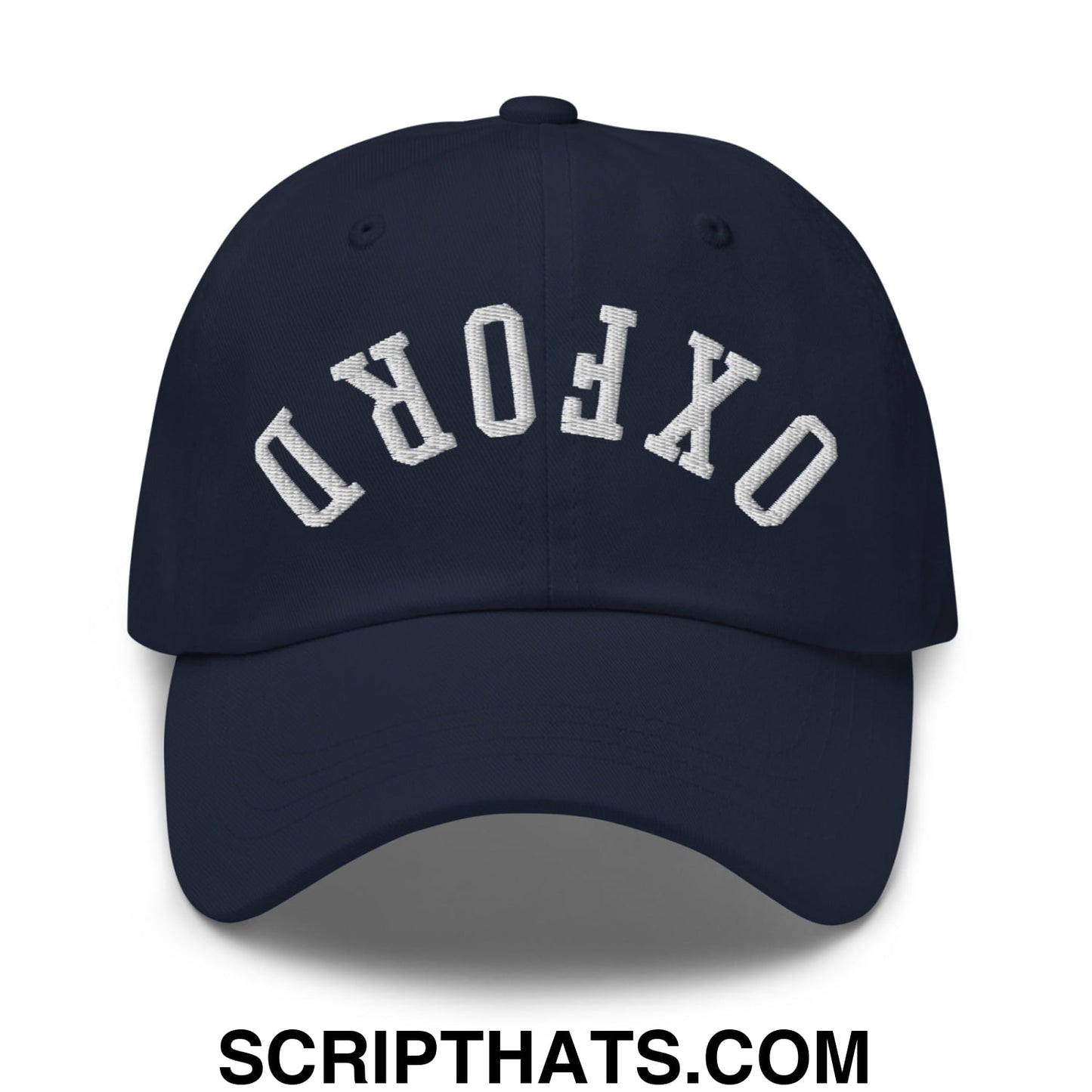 Upside Down Oxford Embroidered Unstructured Dad Hat Navy
