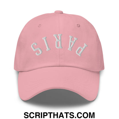 Upside Down Paris Embroidered Unstructured Dad Hat Pink