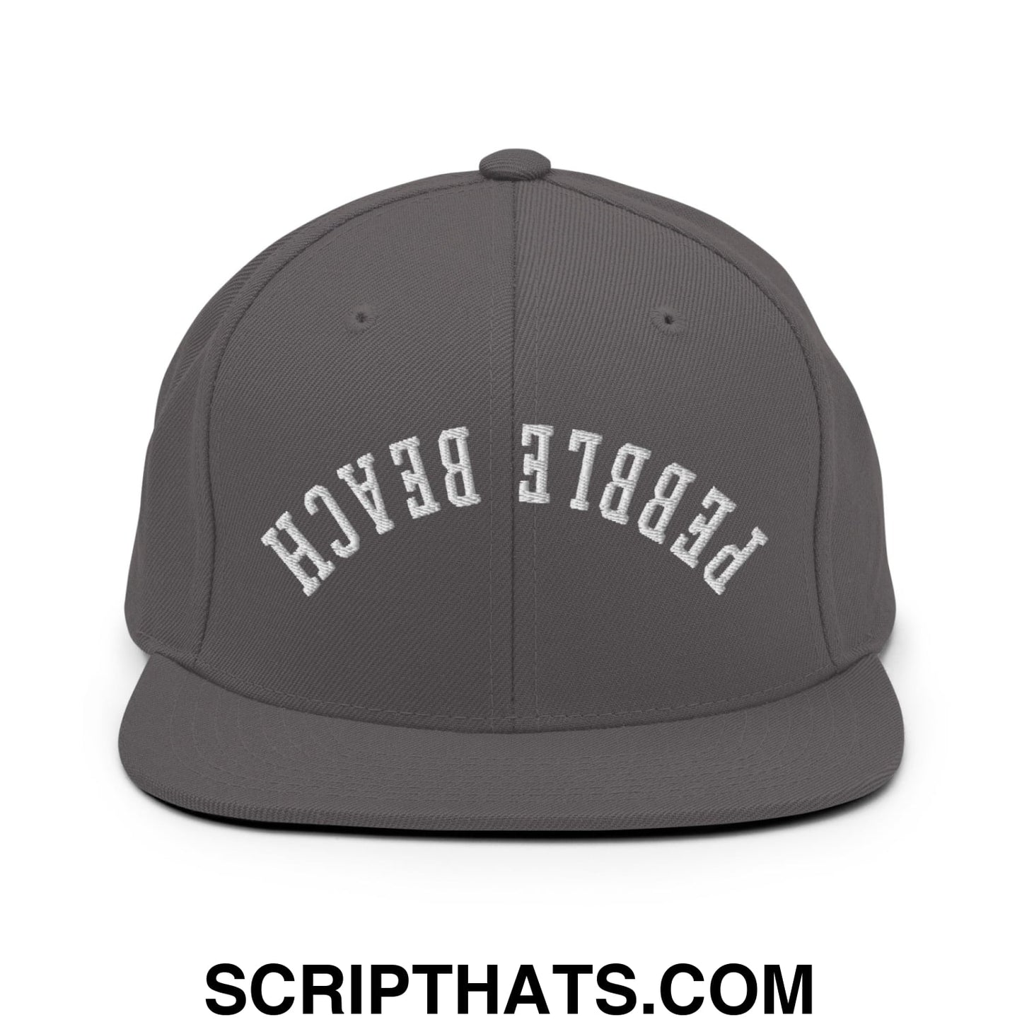 Upside Down Pebble Beach Embroidered Flat Bill Brim Snapback Hat Dark Grey
