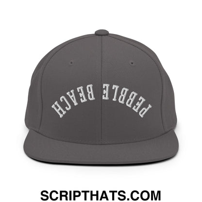Upside Down Pebble Beach Embroidered Flat Bill Brim Snapback Hat Dark Grey