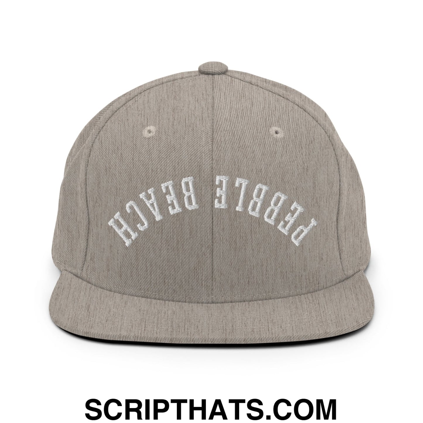 Upside Down Pebble Beach Embroidered Flat Bill Brim Snapback Hat Heather Grey