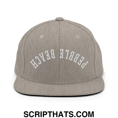 Upside Down Pebble Beach Embroidered Flat Bill Brim Snapback Hat Heather Grey