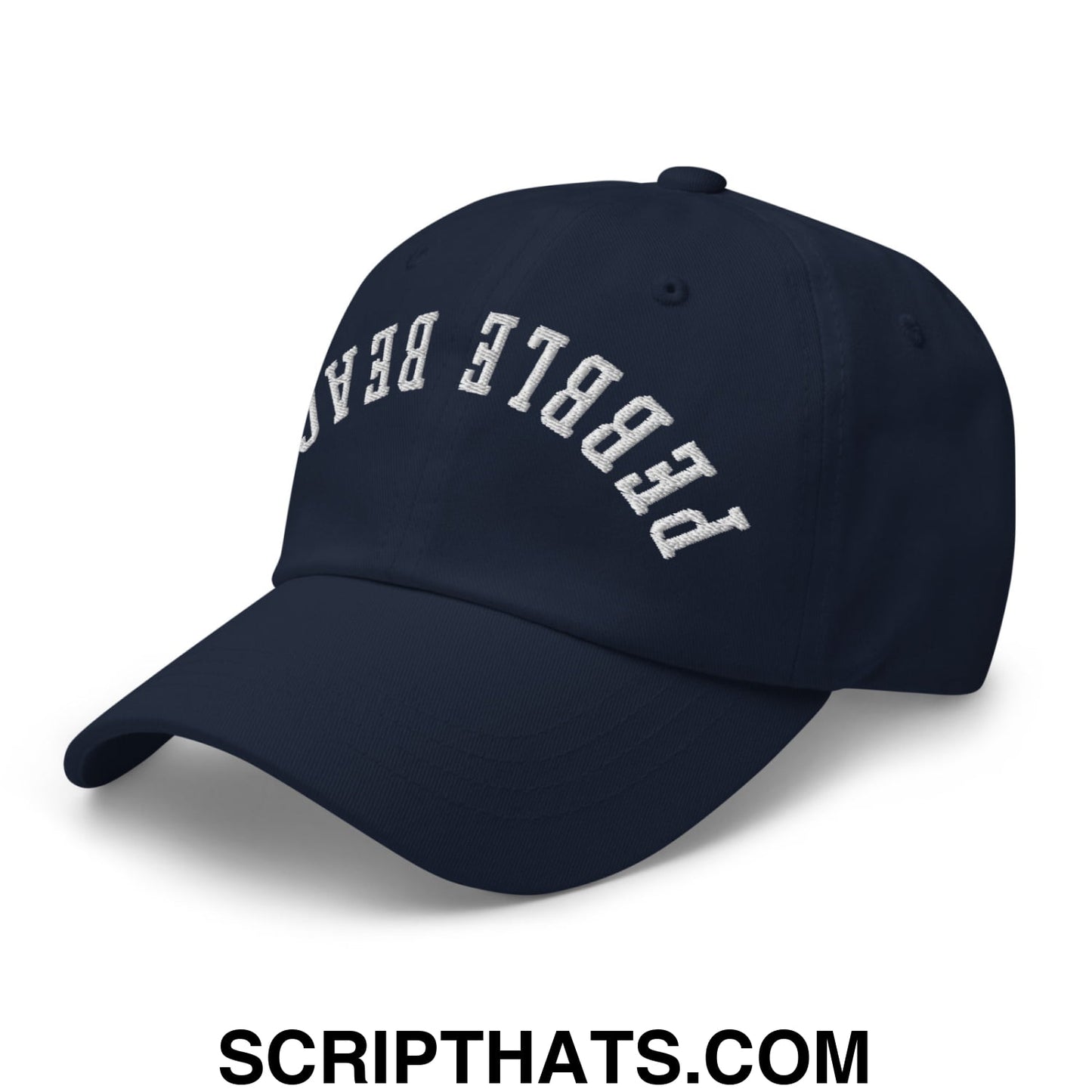 Upside Down Pebble Beach Embroidered Unstructured Dad Hat Navy