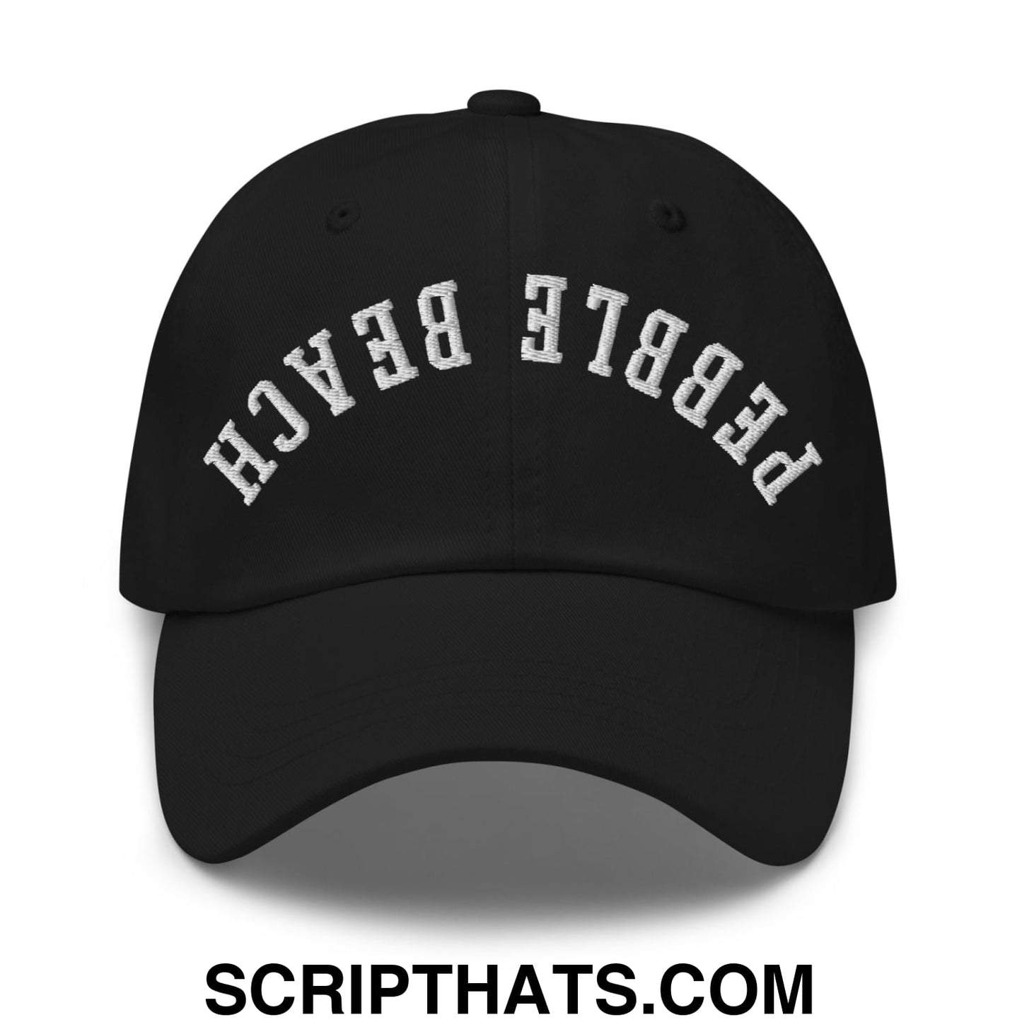 Upside Down Pebble Beach Embroidered Unstructured Dad Hat Black