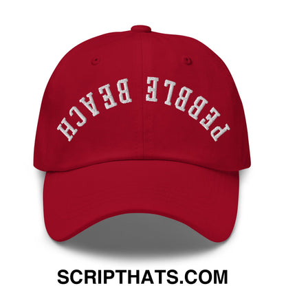Upside Down Pebble Beach Embroidered Unstructured Dad Hat Cranberry