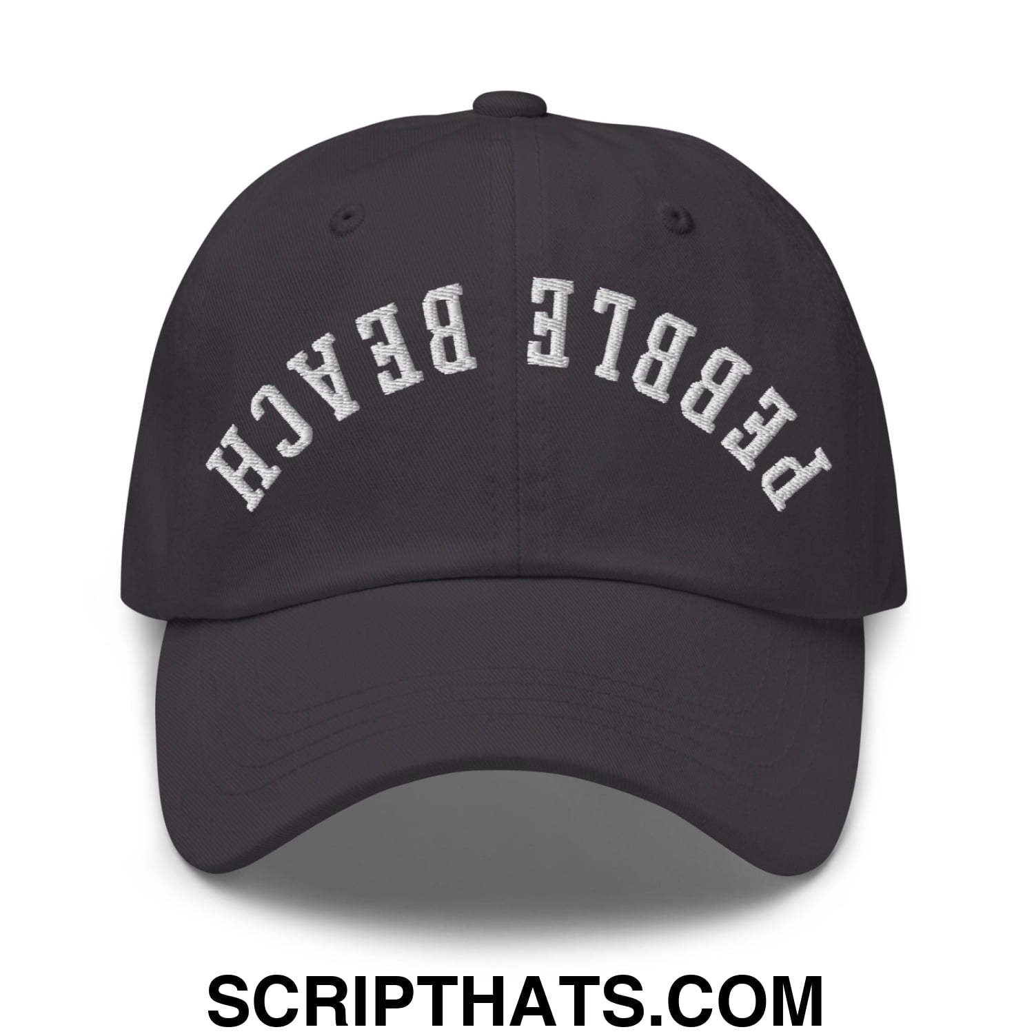 Upside Down Pebble Beach Embroidered Unstructured Dad Hat Dark Grey
