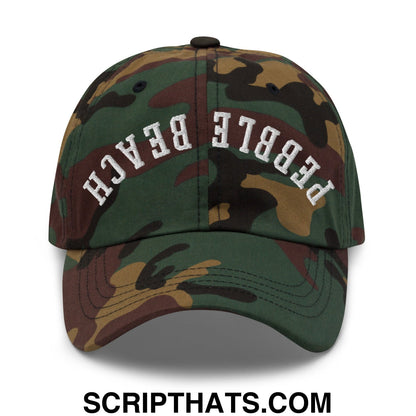 Upside Down Pebble Beach Embroidered Unstructured Dad Hat Green Camo