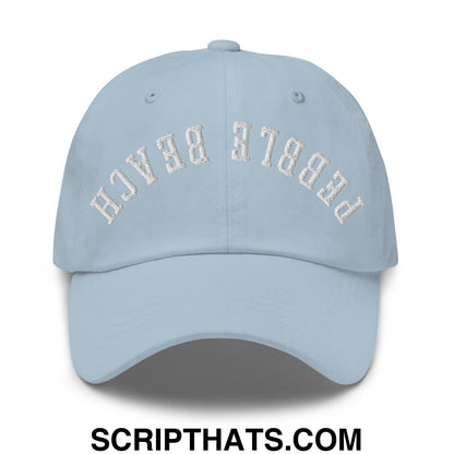Upside Down Pebble Beach Embroidered Unstructured Dad Hat Light Blue
