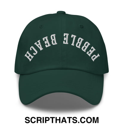 Upside Down Pebble Beach Embroidered Unstructured Dad Hat Spruce