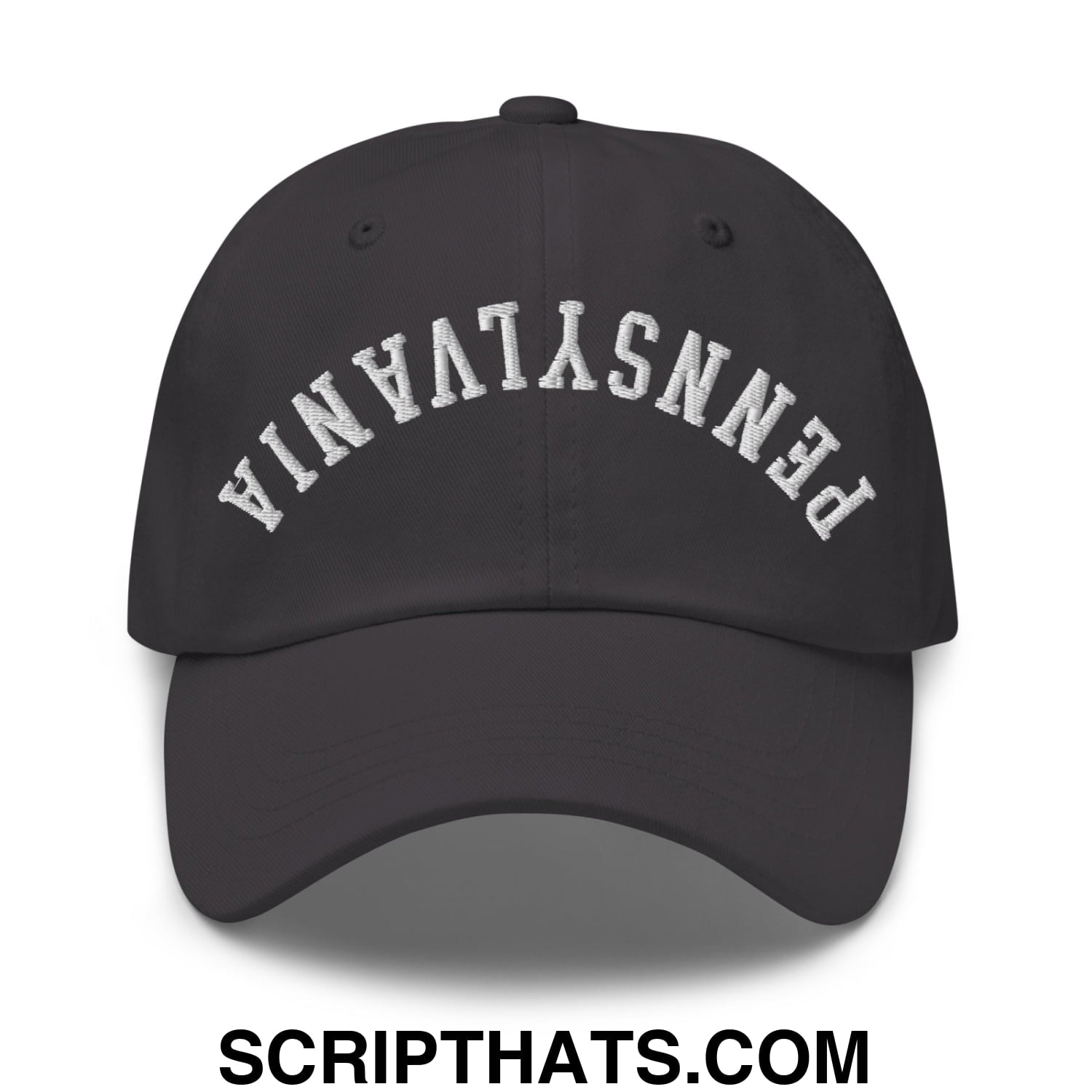 Upside Down Pennsylvania Embroidered Unstructured Dad Hat Dark Grey