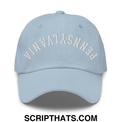 Upside Down Pennsylvania Embroidered Unstructured Dad Hat Light Blue