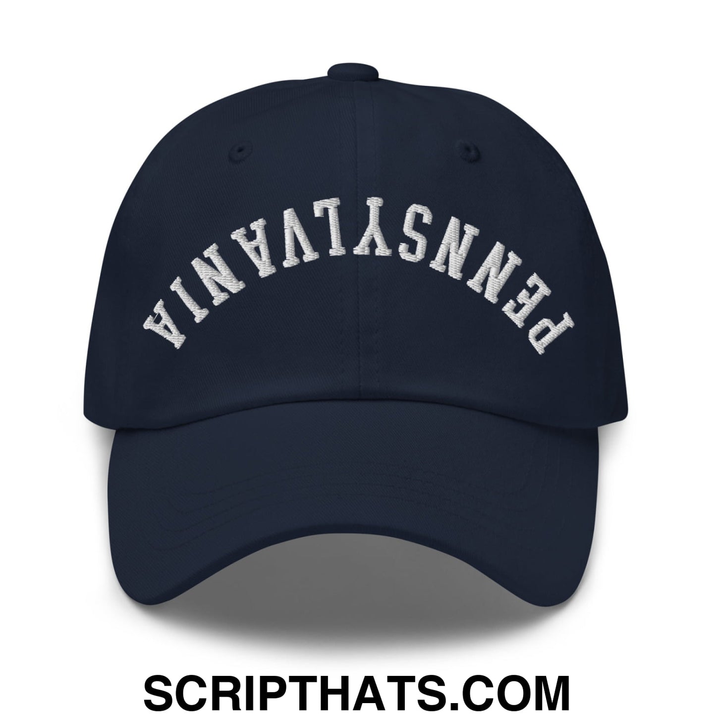 Upside Down Pennsylvania Embroidered Unstructured Dad Hat Navy