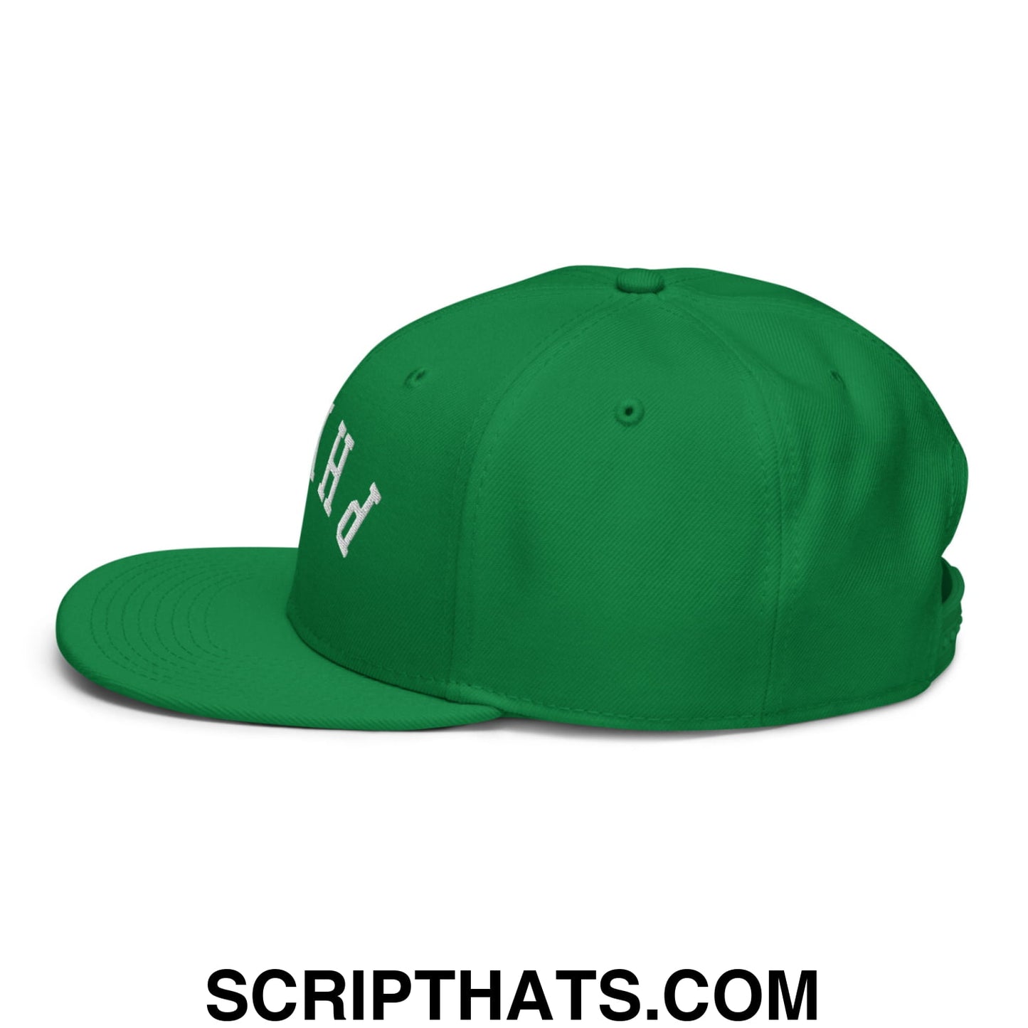 Upside Down Phila Embroidered Flat Brim Bill Snapback Hat Kelly Green