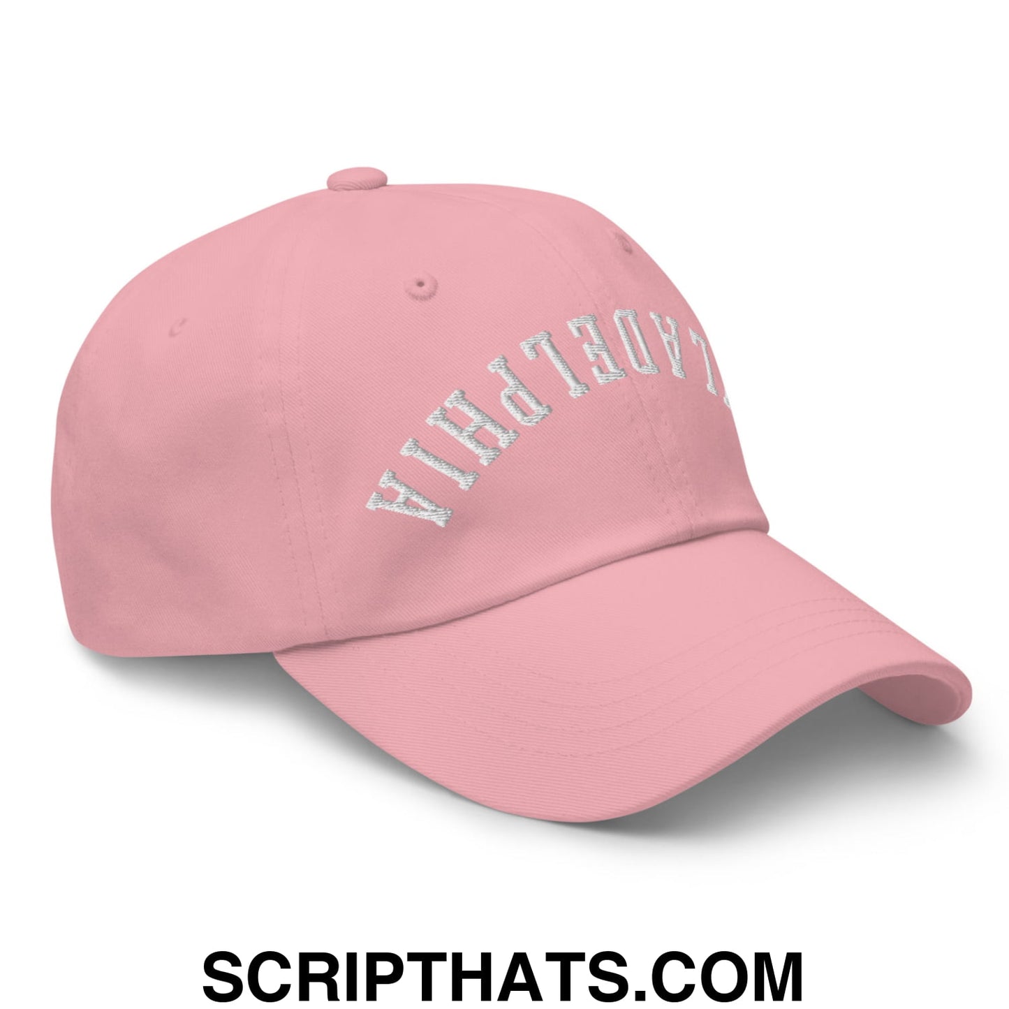 Upside Down Philadelphia Embroidered Unstructured Dad Hat Pink