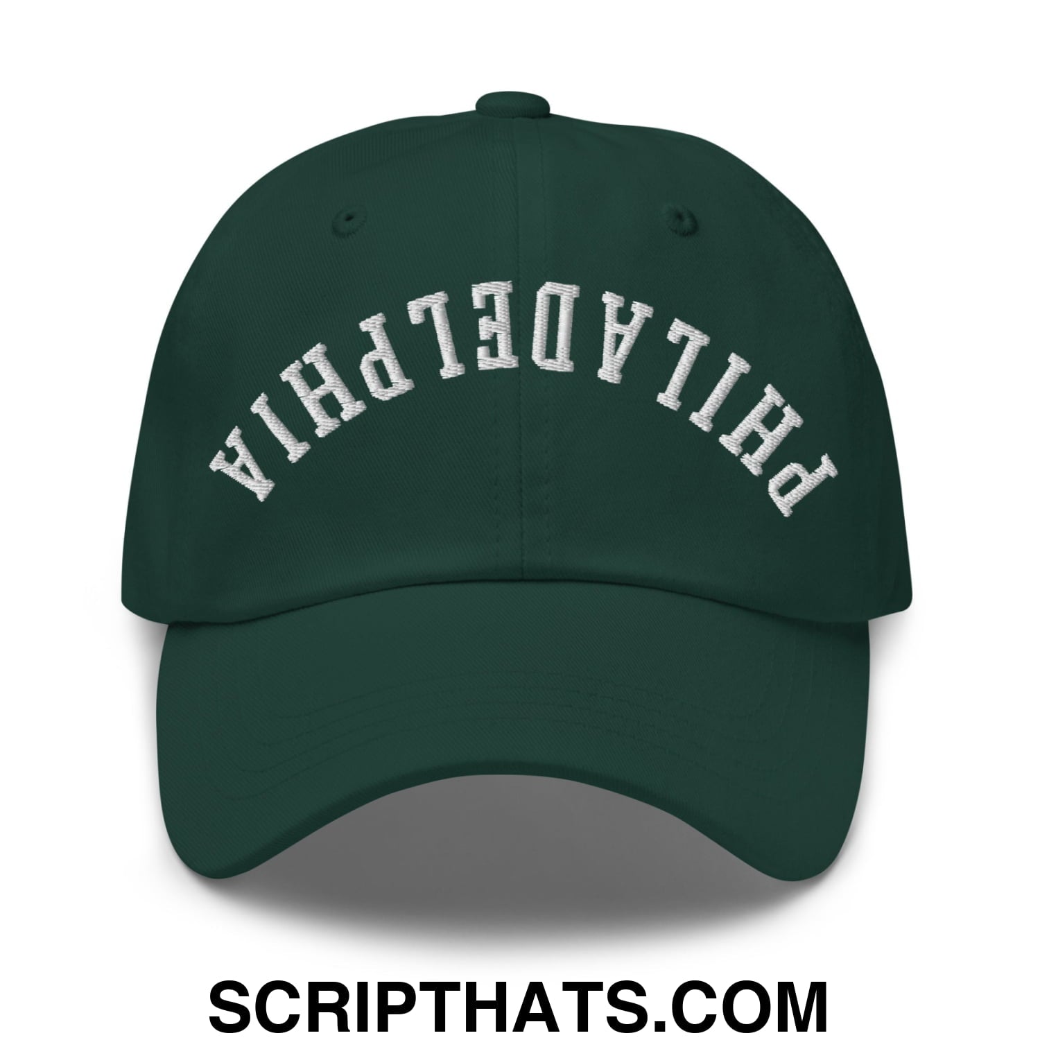 Upside Down Philadelphia Embroidered Unstructured Dad Hat Spruce
