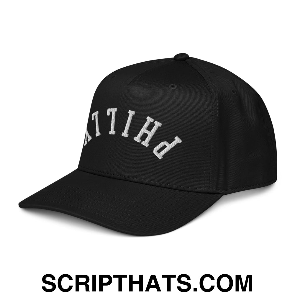 Upside Down Philly Embroidered Baseball Snapback Hat Black