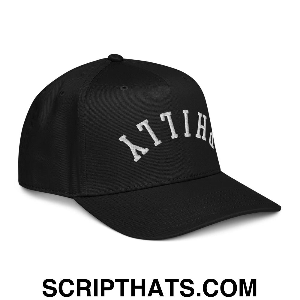 Upside Down Philly Embroidered Baseball Snapback Hat Black