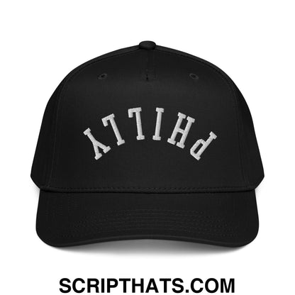 Upside Down Philly Embroidered Baseball Snapback Hat Black