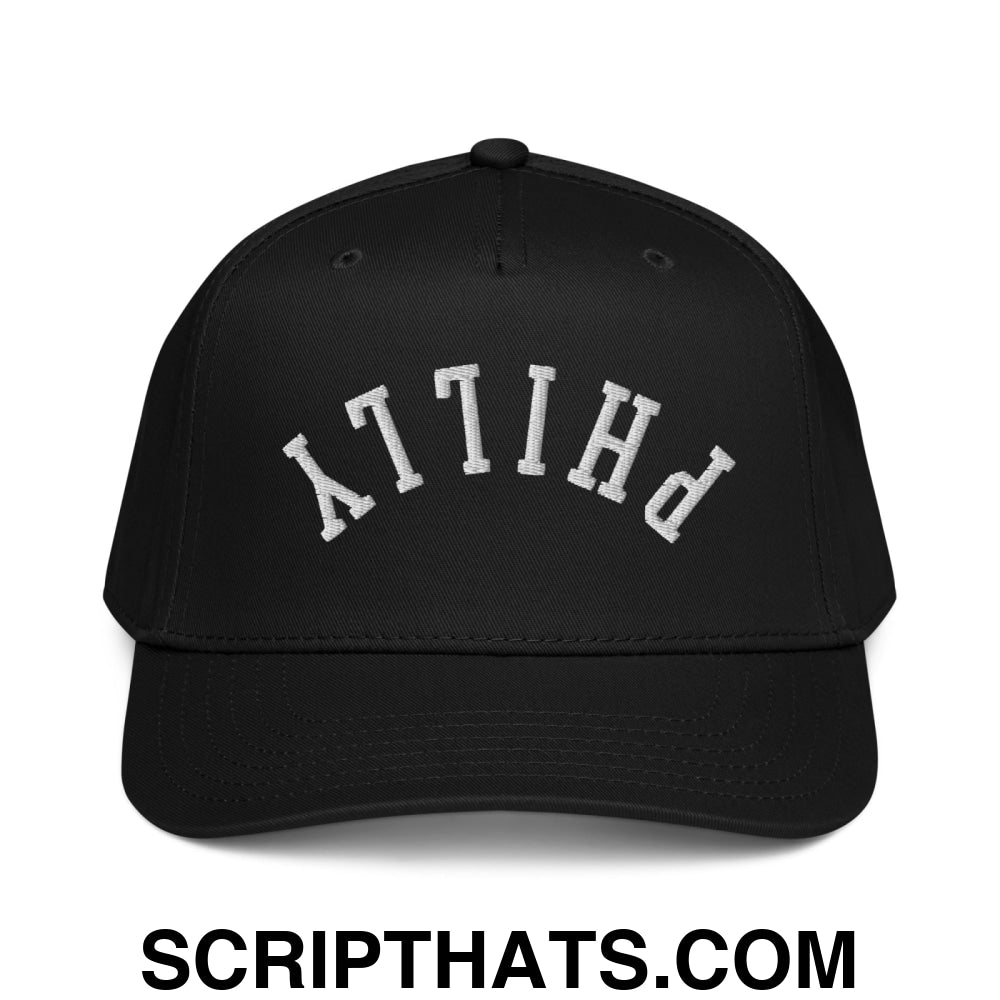 Upside Down Philly Embroidered Baseball Snapback Hat Black