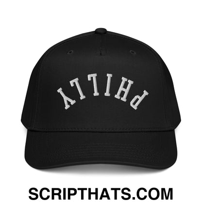 Upside Down Philly Embroidered Baseball Snapback Hat Black