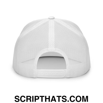 Upside Down Philly Embroidered Flat Bill Brim Trucker Hat White