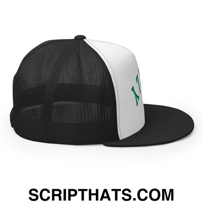 Upside Down Philly Embroidered Flat Bill Brim Trucker Hat Black White Black