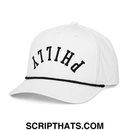 Upside Down Philly Embroidered Rope Hat White Black
