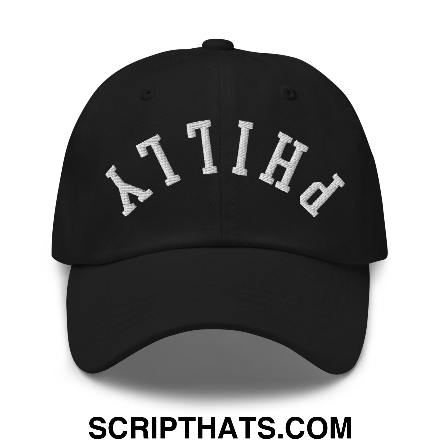Upside Down Philly Embroidered Unstructured Dad Hat Black