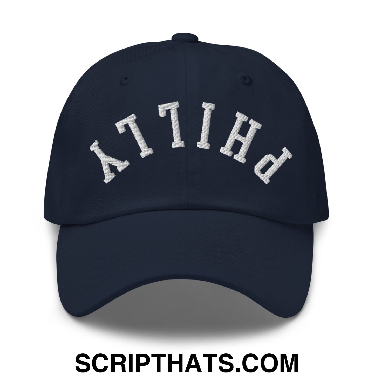 Upside Down Philly Embroidered Unstructured Dad Hat Navy