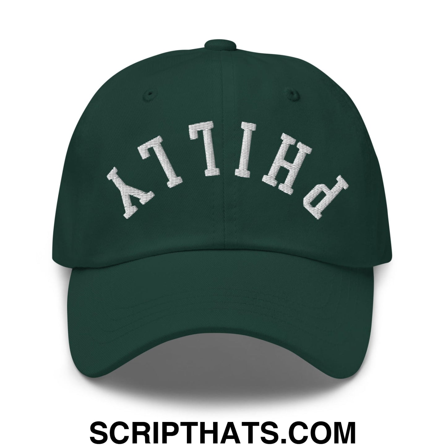 Upside Down Philly Embroidered Unstructured Dad Hat Spruce