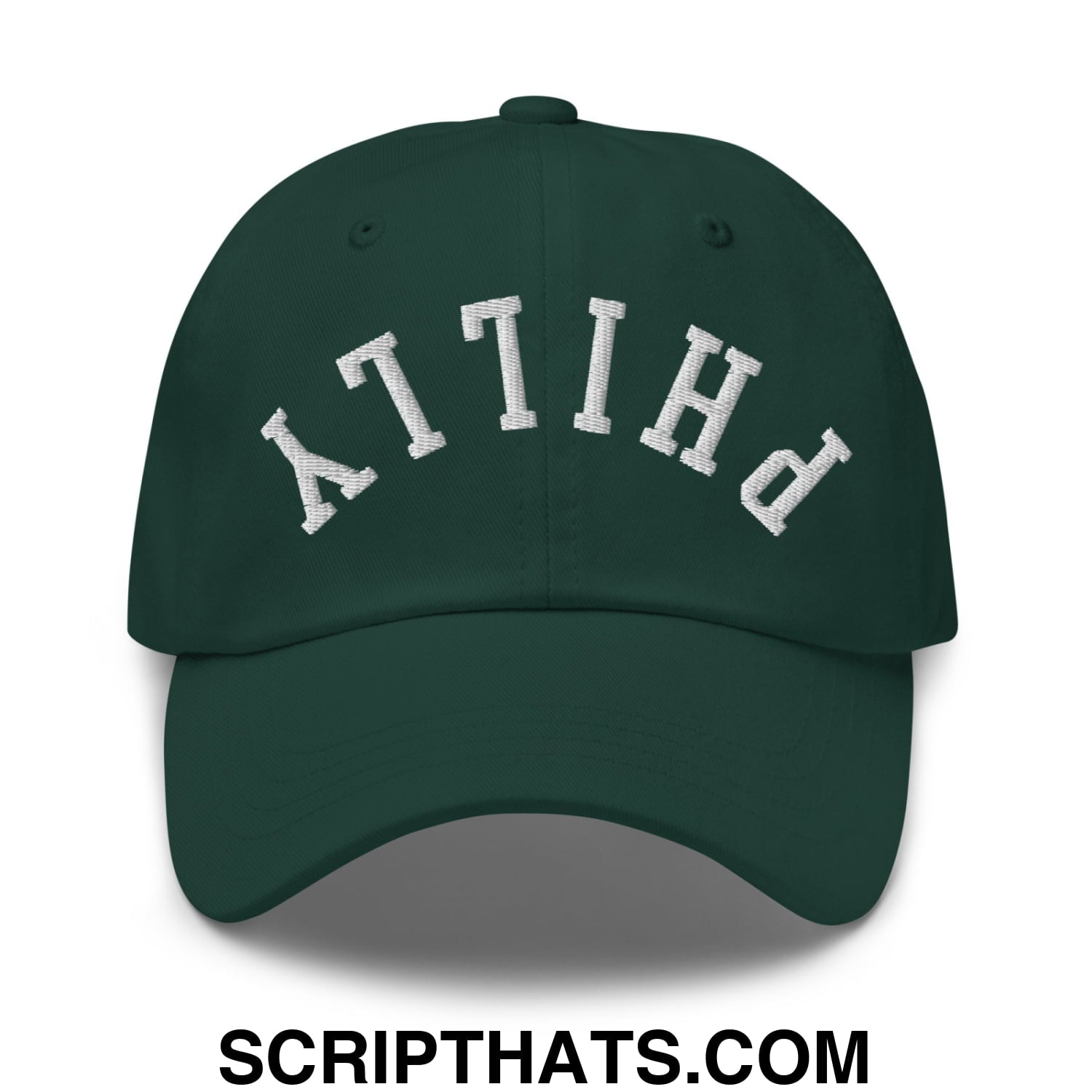 Upside Down Philly Embroidered Unstructured Dad Hat Spruce