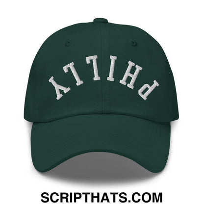 Upside Down Philly Embroidered Unstructured Dad Hat Spruce