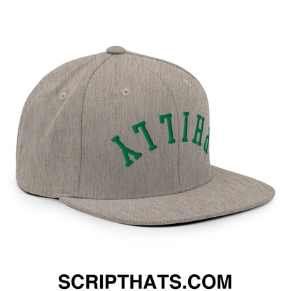 Upside Down Philly Football Embroidered Flat Bill Brim Snapback Hat Heather Grey