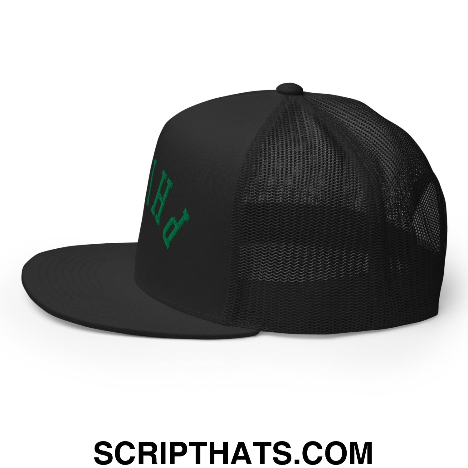 Upside Down Philly Football Embroidered Flat Bill Brim Trucker Hat Black